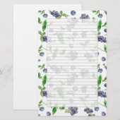 Wilde Blaubeeren Wasserfarbe Frucht grau Lined Briefpapier (Vorne/Hinten)