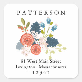 Wilde Blooms Blumengarten Rücksendeadresse Quadratischer Aufkleber