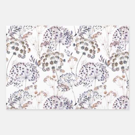 Wilde Blume 3 Packpapierblätter Geschenkpapier Set (Vorderseite 2)