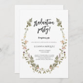 Wilde Blume Abschluss Einladung (Vorne/Hinten)