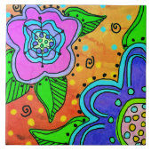 Wilde Blume Abstrakte digitale Malerei Fliese (Vorderseite)