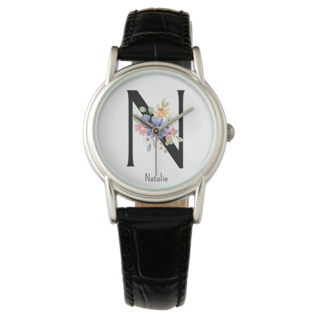 Wilde Blume Alphabet N Watch Armbanduhr (Vorderseite)