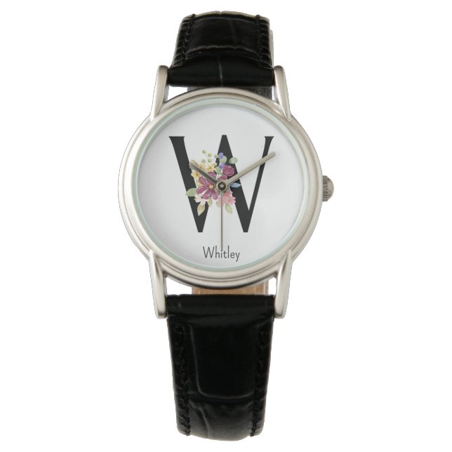 Wilde Blume Alphabet W Watch Armbanduhr (Vorderseite)