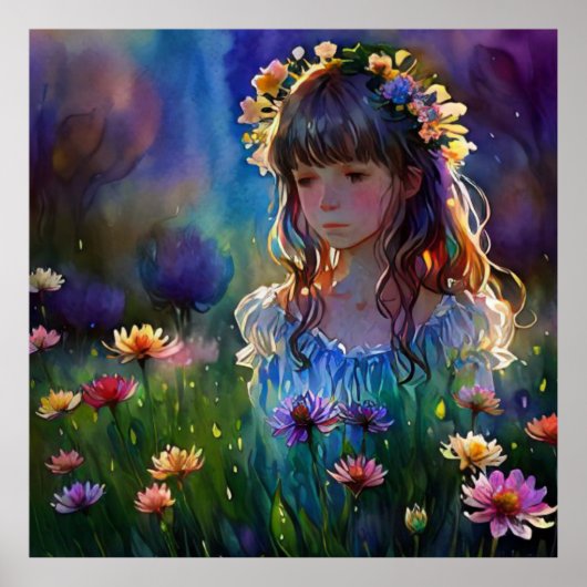 *~ Wilde Blume AP56 Girl Fantasy Art Malerei Poster (Vorne)