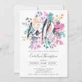 Wilde Blume Aquarell Blumenchic Foto hallo 30 Einladung (Vorderseite)