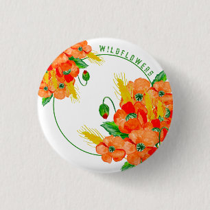 Wilde Blume Aquarell Button