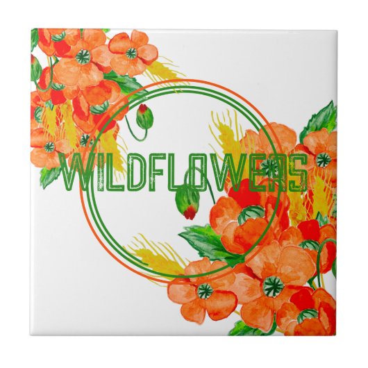 Wilde Blume Aquarell Fliese (Vorderseite)