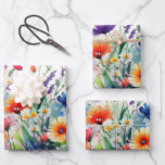 Wilde Blume Aquarell Geburtstags-Brautparty Geschenkpapier Set<br><div class="desc">Eine hübsch-gelb-orangefarbene und lila florale wilde Blume,  die Papierblätter umhüllen. Ideal für jedes Geschenk für sie,  besonders Geburtstags- und Brautparty.</div>