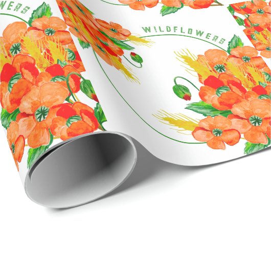 Wilde Blume Aquarell Geschenkpapier (Rolleneckpunkt)