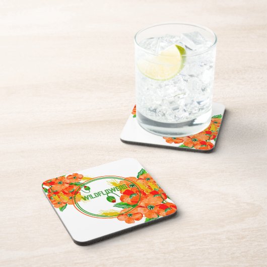 Wilde Blume Aquarell Getränkeuntersetzer (Rechte Seite)