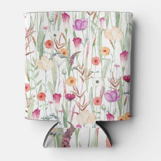 Wilde Blume Aquarell Nahtloses Design Dosenkühler (Vorderseite)
