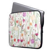 Wilde Blume Aquarell Nahtloses Design Laptopschutzhülle (Vorderseite Links)