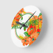 Wilde Blume Aquarell Runde Wanduhr (Winkel)