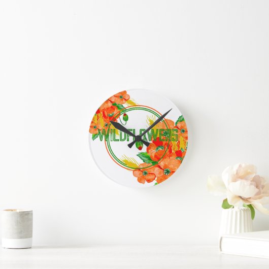Wilde Blume Aquarell Runde Wanduhr (Zuhause)