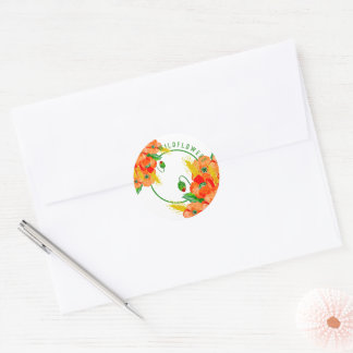 Wilde Blume Aquarell Runder Aufkleber
