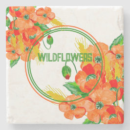 Wilde Blume Aquarell Steinuntersetzer