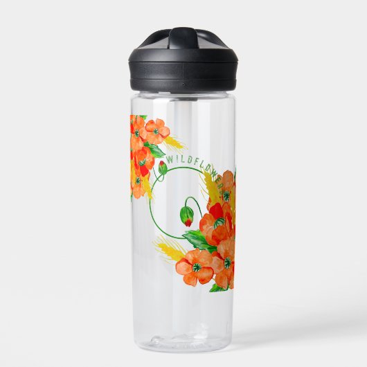 Wilde Blume Aquarell Trinkflasche (Vorderseite)