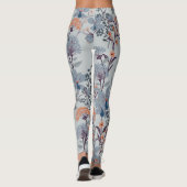 Wilde Blume auf blau, botanisch. Leggings (Rückseite)
