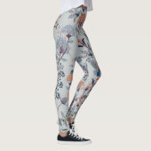 Wilde Blume auf blau, botanisch. Leggings (Rechts)