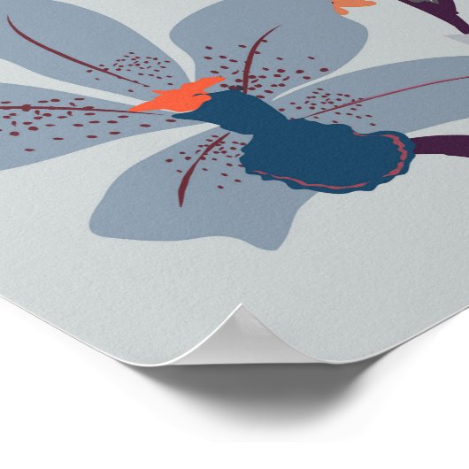 Wilde Blume auf blau, botanisch. Poster (Ecke)