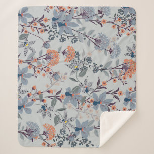 Wilde Blume auf blau, botanisch. Sherpadecke