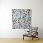 Wilde Blume auf blau, botanisch. Wandteppich (Beispiel)