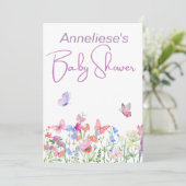 Wilde Blume Babydusche Einladung (Stehend Vorderseite)