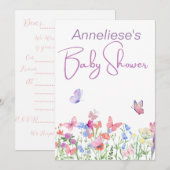 Wilde Blume Babydusche Einladung (Vorne/Hinten)