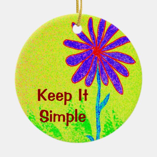 Wilde Blume behalten es einfach Keramikornament (Vorne)