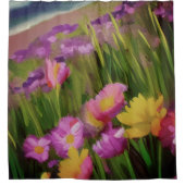 Wilde Blume bei Dämmerung Duschvorhang (Vorderseite)