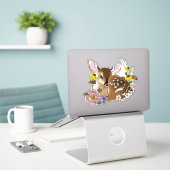 Wilde Blume Blau Aufkleber (Laptop auf Schreibtisch)