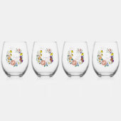 Wilde Blume Blaue Pilze Weinglas Ohne Stiel (Vorderseite)