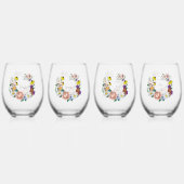 Wilde Blume Blaue Pilze Weinglas Ohne Stiel (Hinten)