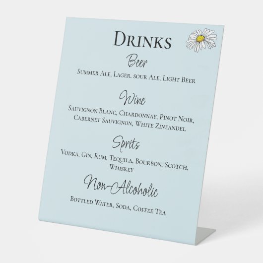 Wilde Blume Blumenblauer Pilz Drinks Menü Sockelschild (Vorderseite)