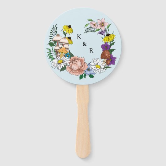 Wilde Blume Blumenblauer Pilz Hochzeit Fächer (Vorderseite)