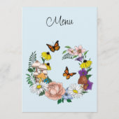 Wilde Blume Blumenblauer Pilz Hochzeit Menükarte (Rückseite)