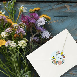 Wilde Blume Blumenblauer Pilz Hochzeit Runder Aufkleber