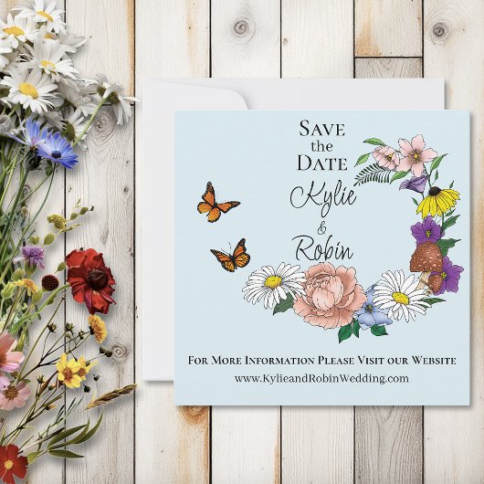 Wilde Blume Blumenblauer Pilz Hochzeit Save The Date