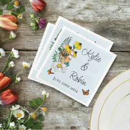 Wilde Blume Blumenblauer Pilz Hochzeit Serviette