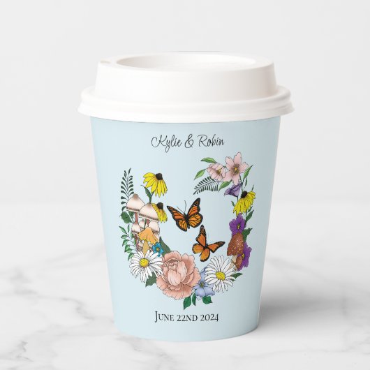 Wilde Blume Blumenblauer Pilz Pappbecher (Rückseite)