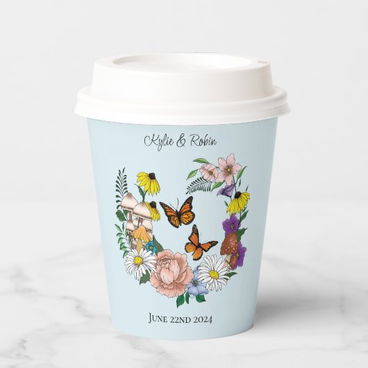 Wilde Blume Blumenblauer Pilz Pappbecher (Vorderseite)