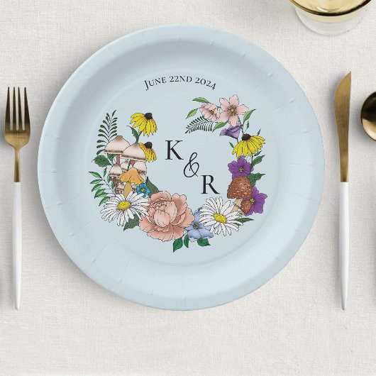 Wilde Blume Blumenblauer Pilz Pappteller