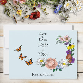 Wilde Blume Blumenblauer Pilz Save The Date