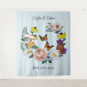 Wilde Blume Blumenblauer Pilz Wandteppich (Vorderseite)