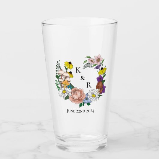 Wilde Blume Blumenblauer Pilze Glas (Vorderseite)