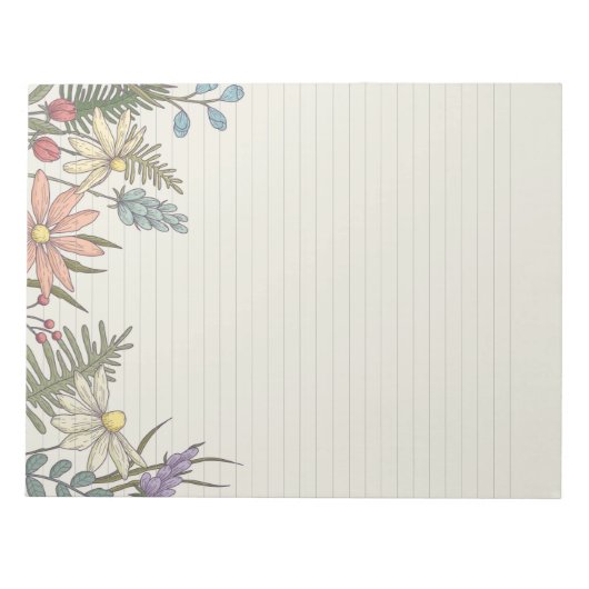 Wilde Blume Blumengeschirr mit Textaden Notizblock (Vorderseite)