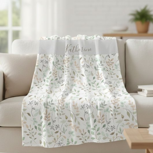  Wilde Blume Boho Benutzerdefinierter Name  Fleecedecke