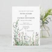 Wilde Blume boho elegante Hochzeitseinladung Einladung (Stehend Vorderseite)