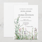 Wilde Blume boho elegante Hochzeitseinladung Einladung (Vorne/Hinten)