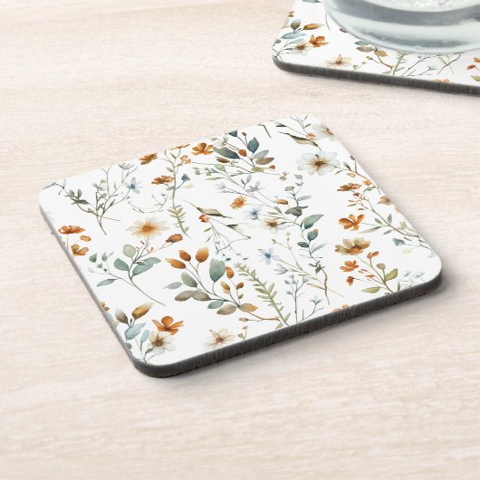 Wilde Blume Boho Getränkeuntersetzer (Linke Seite)